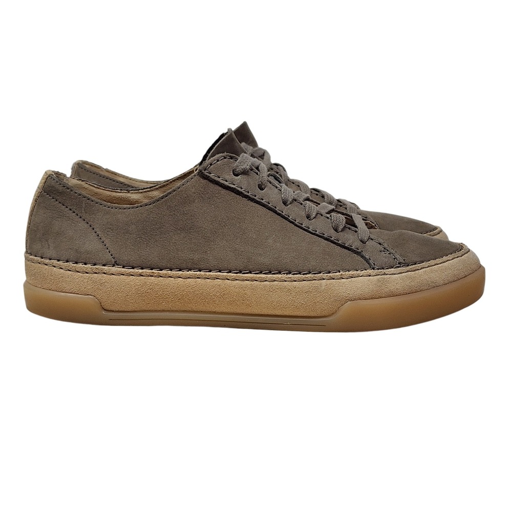 Clarks Sneakers 7.5 Women Hidi Holly Gray Suede Nubuck Leather Lace‎ Up Gum Sole - Picture 2 of 13